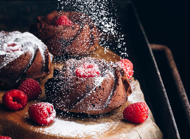 Chocolate and Raspberry Mini Bundt Cake recipe