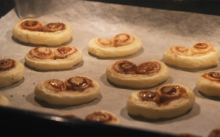 palmeritas de hojaldre para hacer con niños en el horno