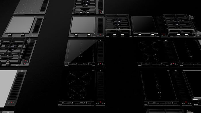 placas de cocina sobre fondo negro
