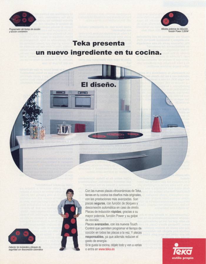 Publicidad en prensa de Teka sobre sus placas vitrocéramicas en El País Semanal de octubre de 2005