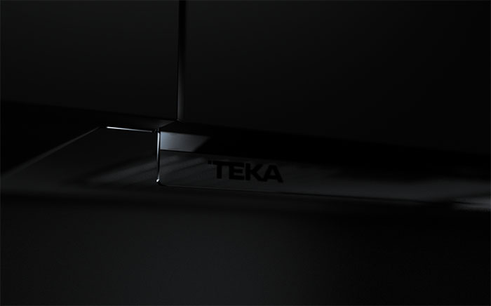 Detalle logo de Teka en campana integrada gama Integra