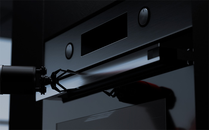 Primer plano tirador horno NEO en negro 
