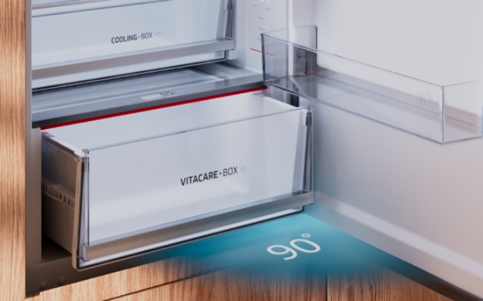 Cajón de frigorífico Built-in Max de Teka con máxima apertura gracias al sistema Easy 90 grados