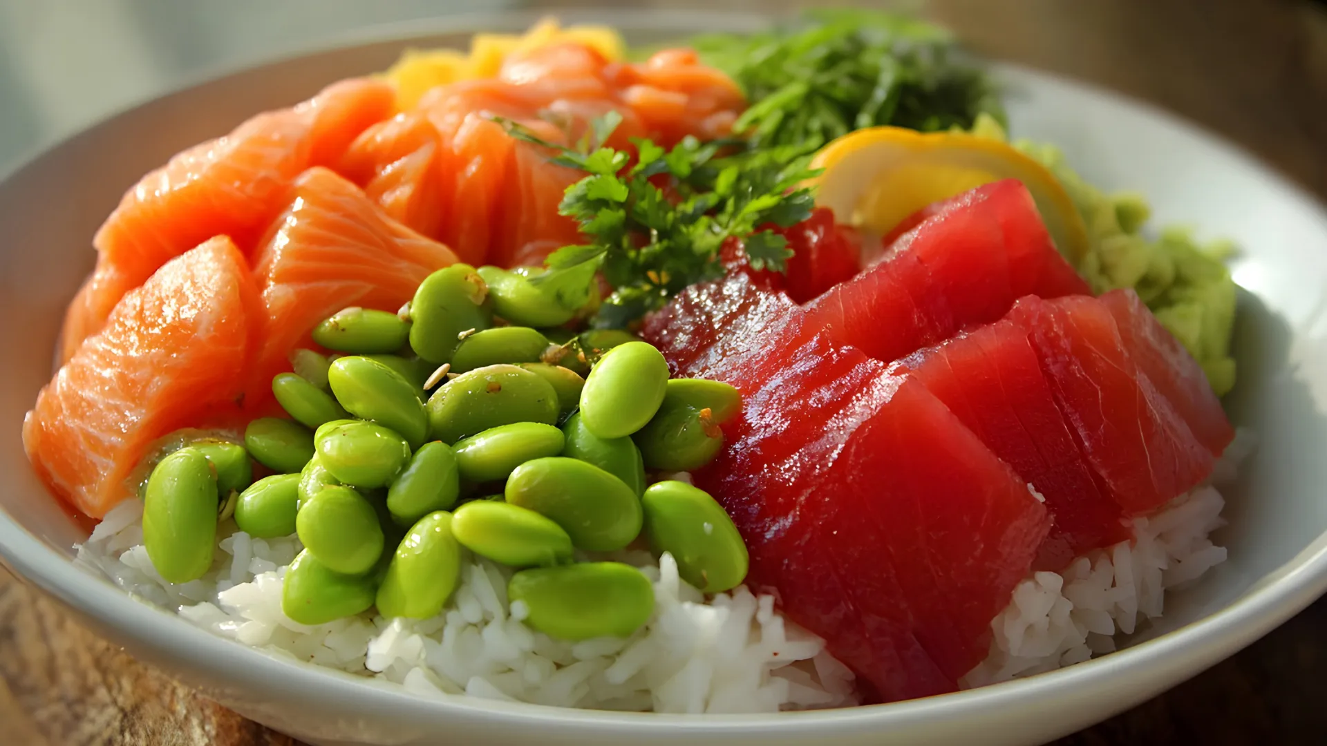 Bowl de arroz blanco y verduras
