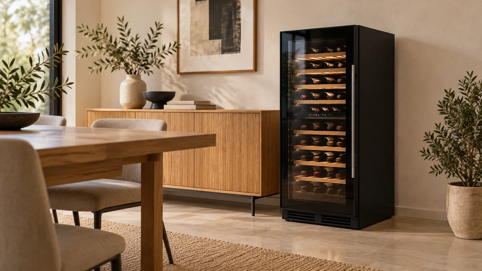 Enfriador de vinos Teka en un comedor de hogar