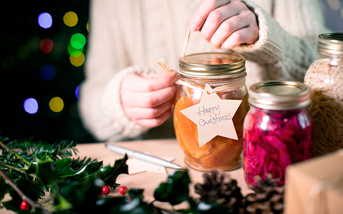 Christmas ornaments like glass jars