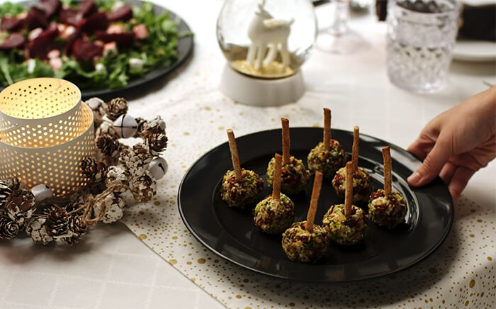 Starters for a Christmas menu on a table