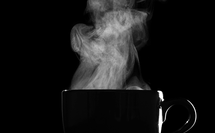 Hot black cup of coffee