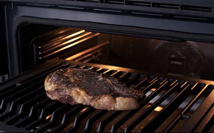 Steak cooked in the Steakmaster oven looking juicy and tasty