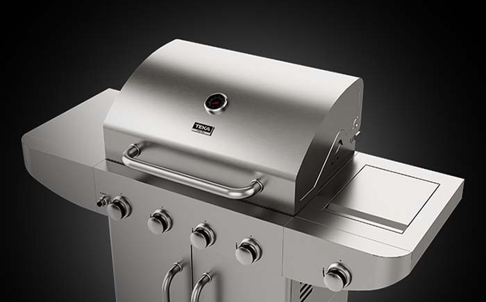 Teka gas barbecue over black background 