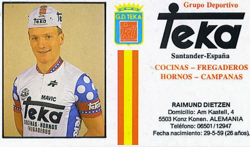 Cyclist Raimund Dietzen in Teka card from the 80s