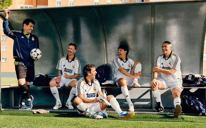 Real Madrid football legends with the Teka shirt from the Bringing Back collection of the 1999 to 2000 season