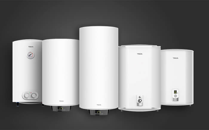 A collection of brand new white Teka water heaters and tips of how to fix common appliance issues 