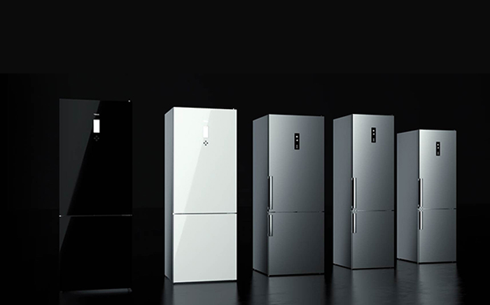 Several Teka fridges standing in line
