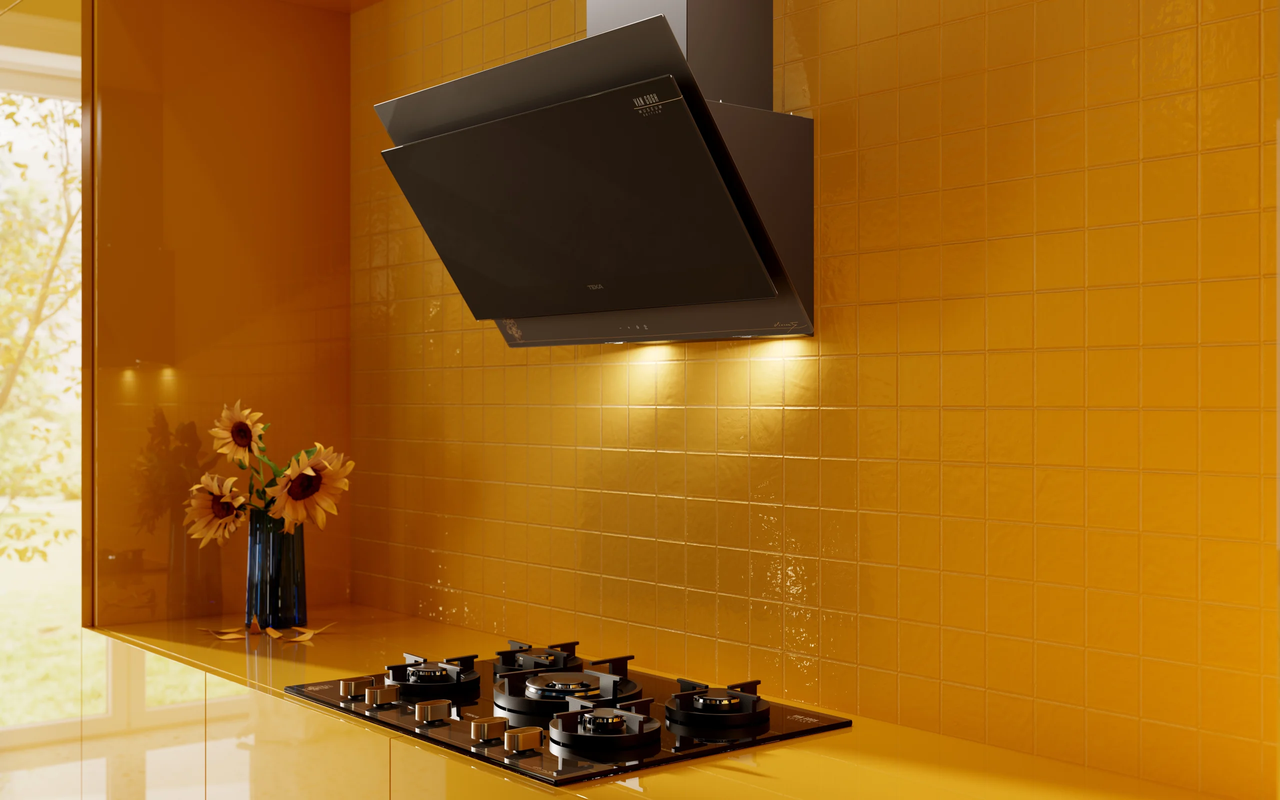 hood in yellow kitchen teka van gogh edition