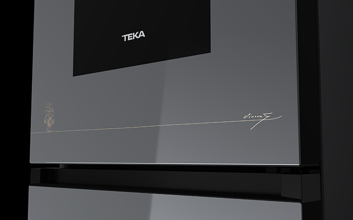 Van Gogh Museum home edition black refrigerator detail by Teka