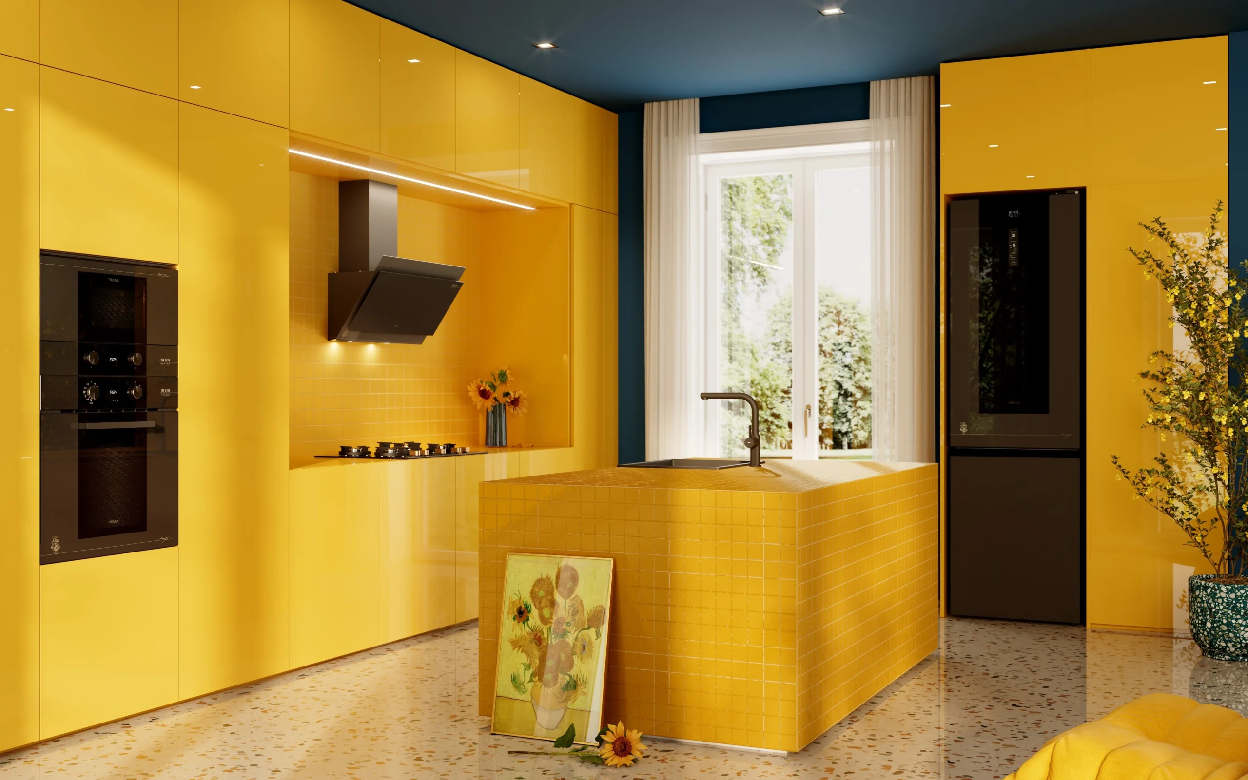 teka van gogh edition yellow kitchen