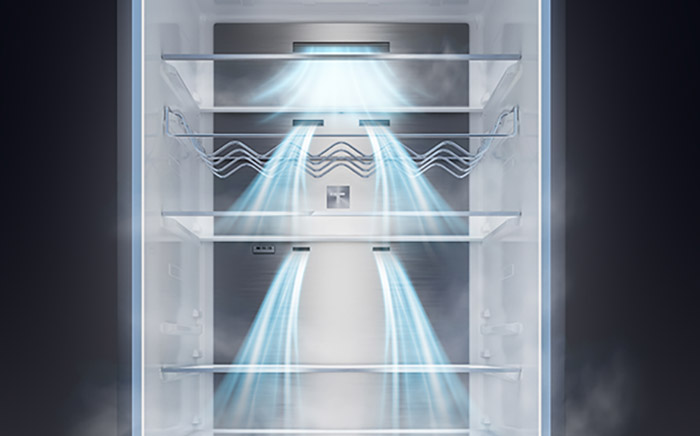 Interior of a Teka refrigerator where the AirFlow is represented