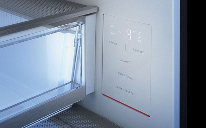 Detail of a Teka refrigerator with the temperature control panel