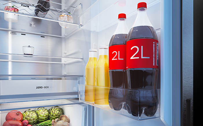 Rack for  2 litres bottles in the new fridge freezer combo by Teka